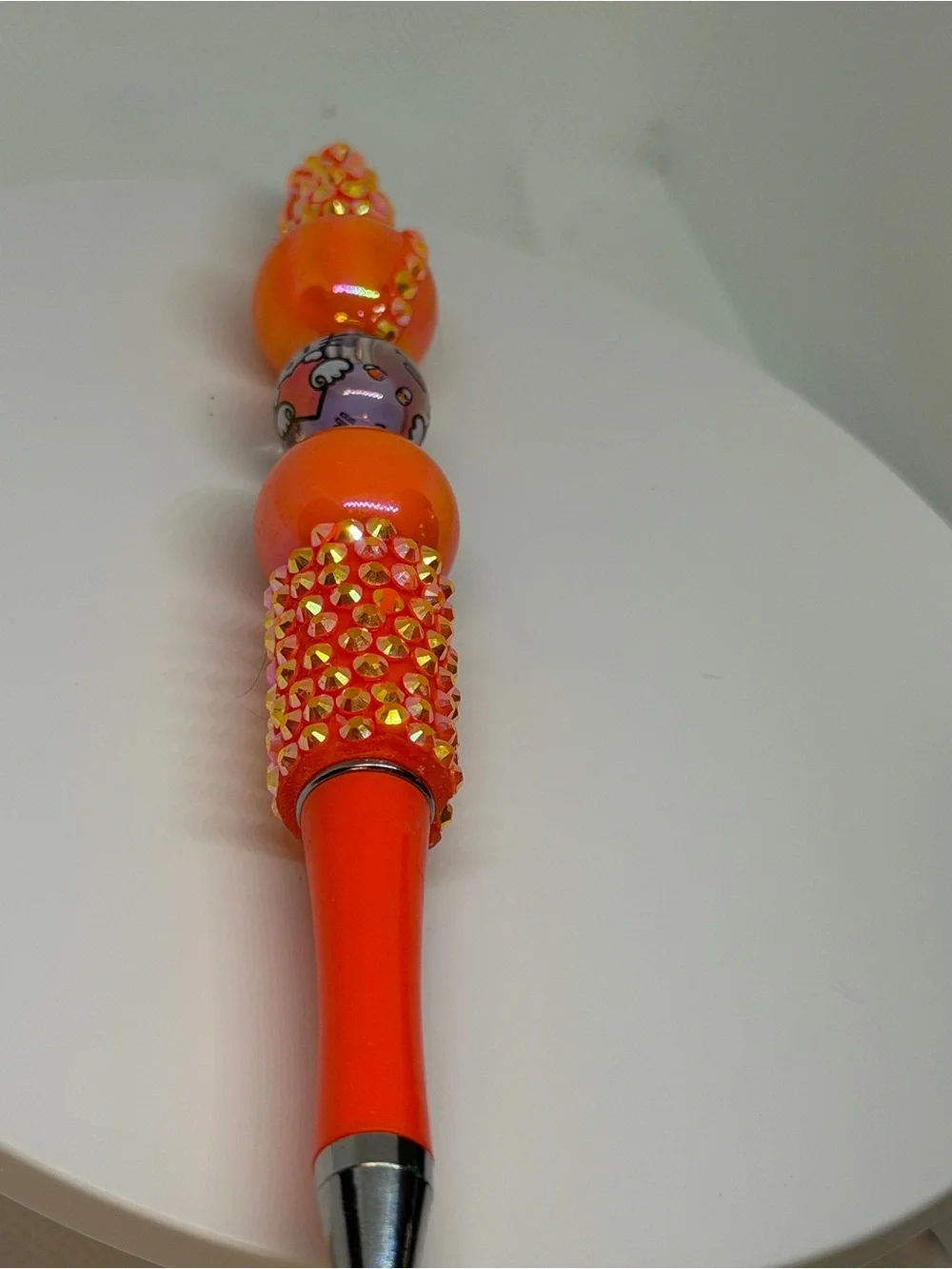 Orange Crystal Beaded Decorative Pen - Stylish Party Favor